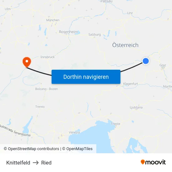 Knittelfeld to Ried map