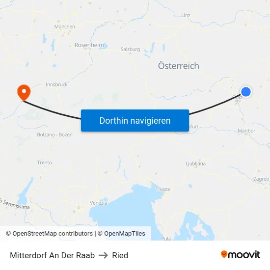 Mitterdorf An Der Raab to Ried map