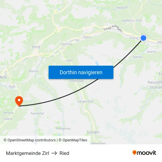 Marktgemeinde Zirl to Ried map