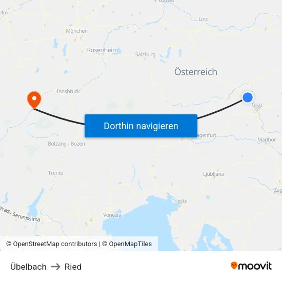 Übelbach to Ried map