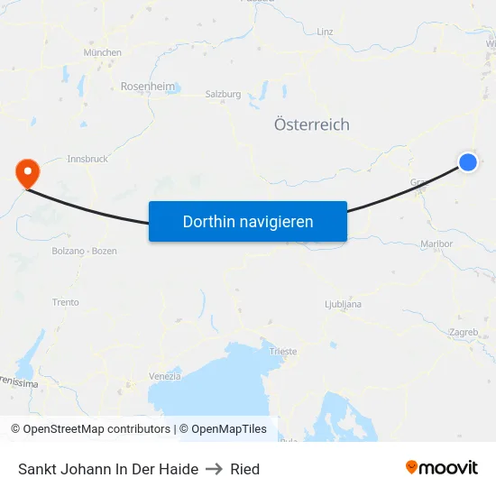 Sankt Johann In Der Haide to Ried map