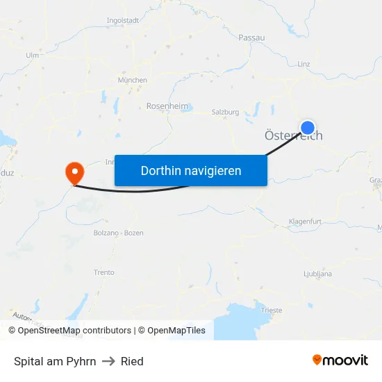 Spital am Pyhrn to Ried map