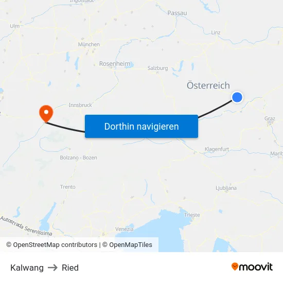 Kalwang to Ried map
