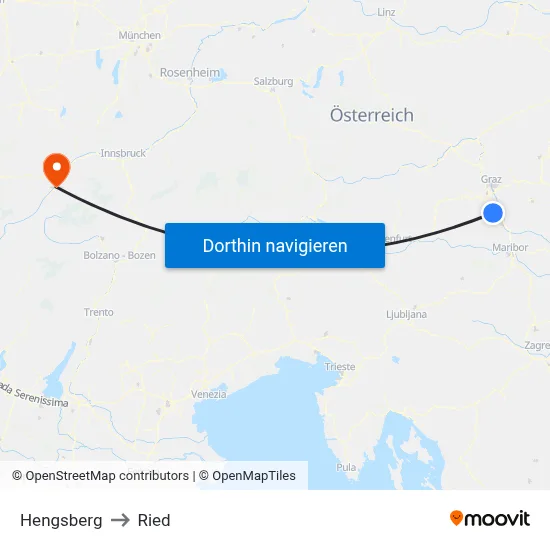 Hengsberg to Ried map