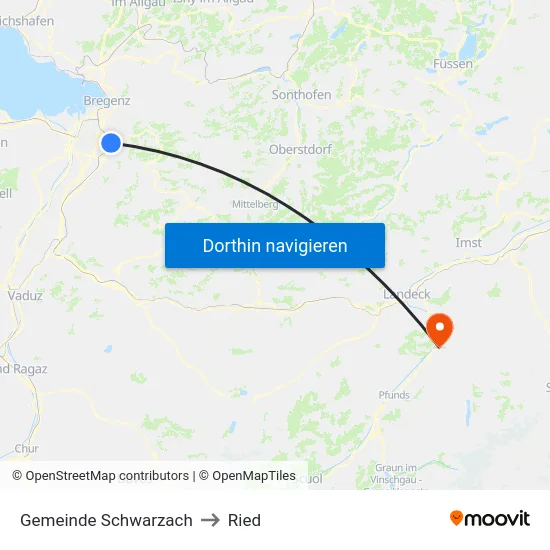 Gemeinde Schwarzach to Ried map