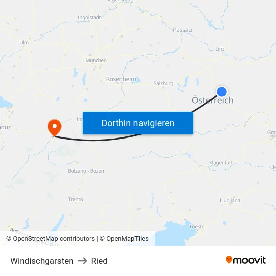 Windischgarsten to Ried map