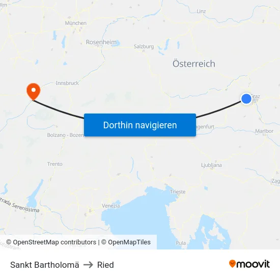 Sankt Bartholomä to Ried map