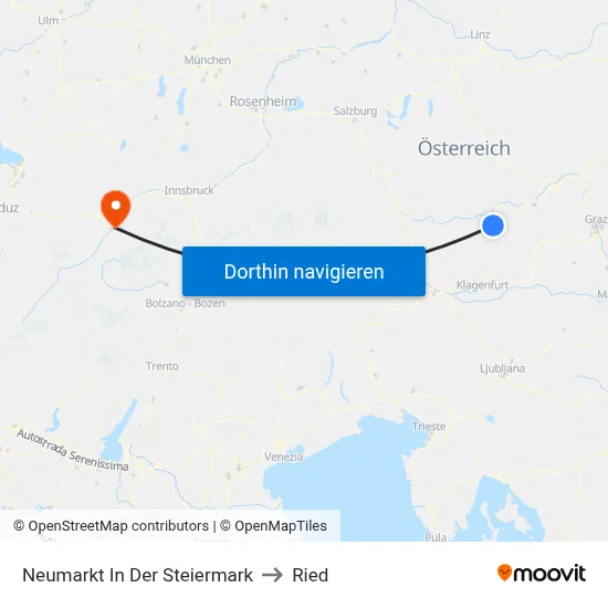 Neumarkt In Der Steiermark to Ried map