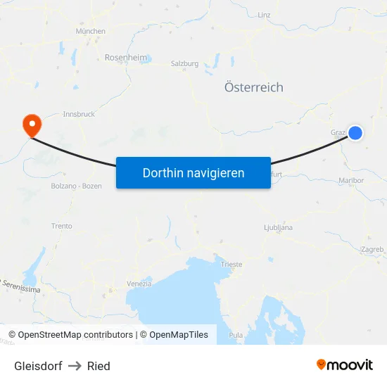 Gleisdorf to Ried map