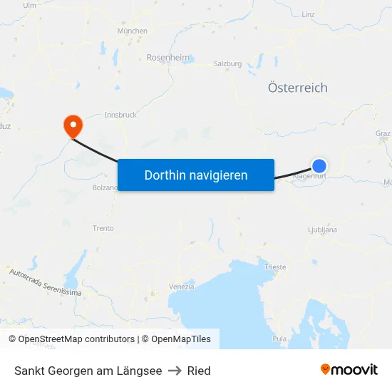 Sankt Georgen am Längsee to Ried map