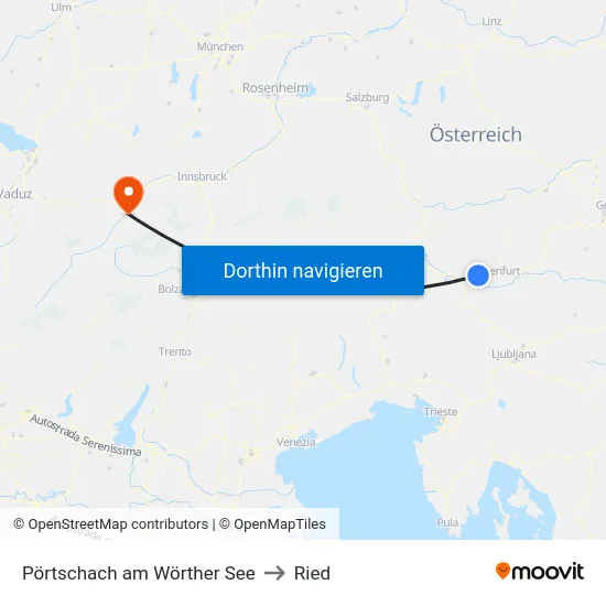 Pörtschach am Wörther See to Ried map