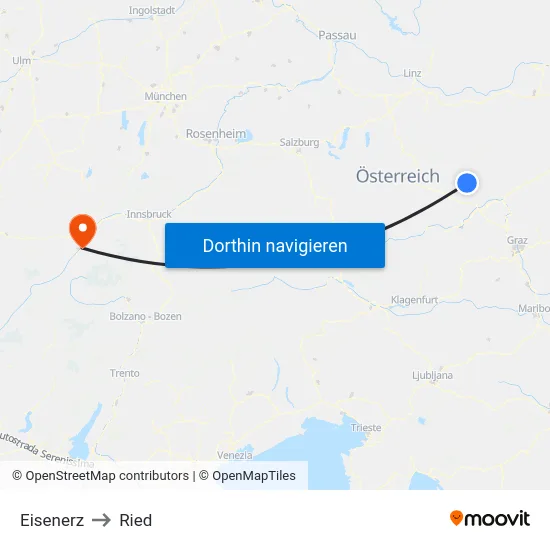 Eisenerz to Ried map