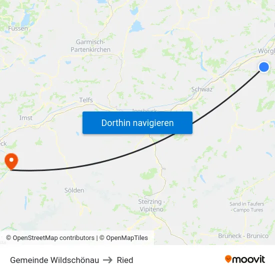 Gemeinde Wildschönau to Ried map