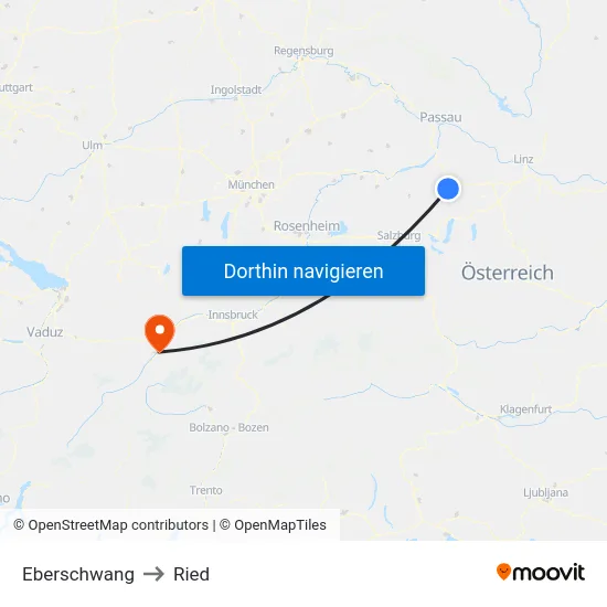 Eberschwang to Ried map