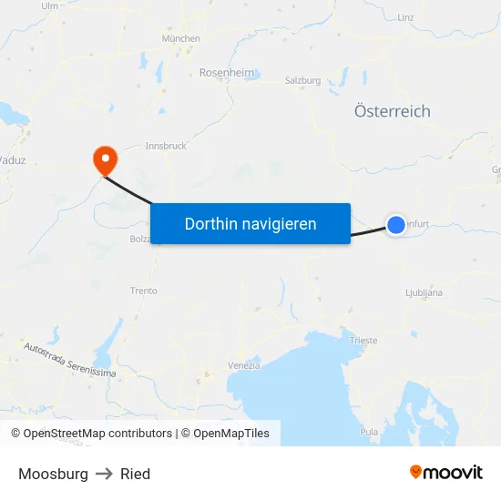 Moosburg to Ried map