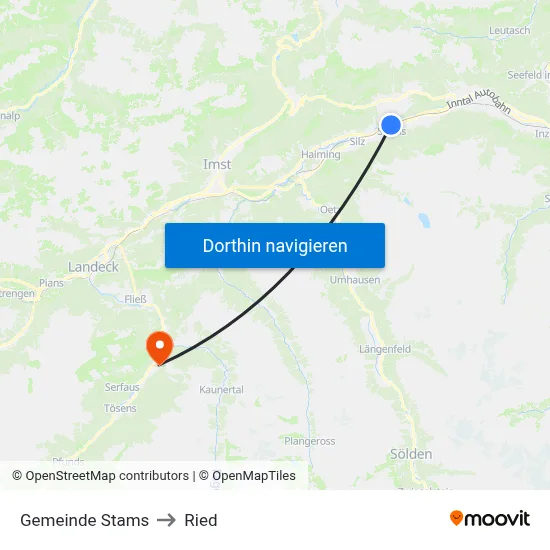 Gemeinde Stams to Ried map