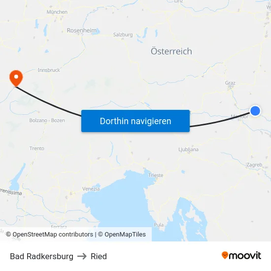 Bad Radkersburg to Ried map