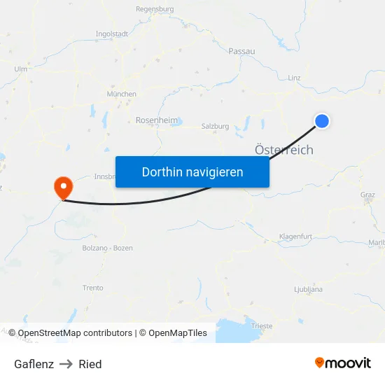 Gaflenz to Ried map