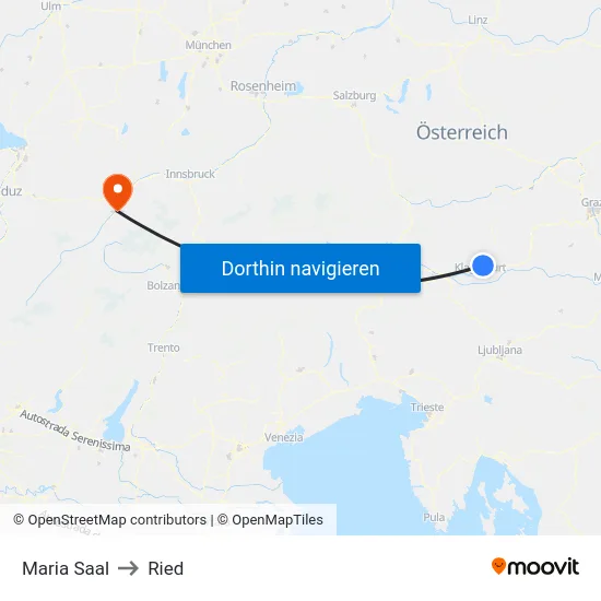 Maria Saal to Ried map