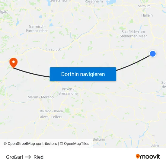 Großarl to Ried map
