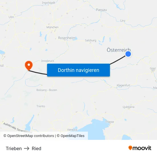 Trieben to Ried map