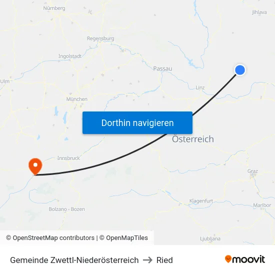 Gemeinde Zwettl-Niederösterreich to Ried map