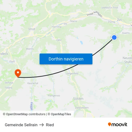 Gemeinde Sellrain to Ried map