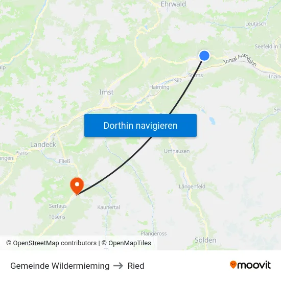 Gemeinde Wildermieming to Ried map