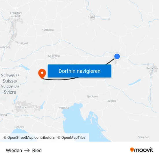Wieden to Ried map