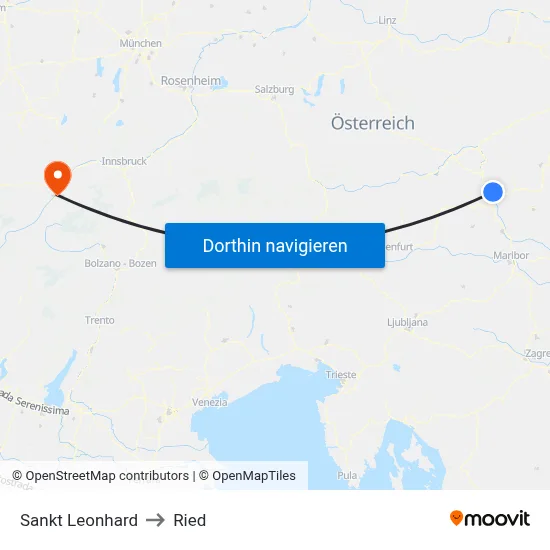 Sankt Leonhard to Ried map