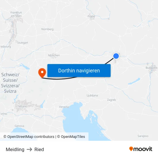 Meidling to Ried map