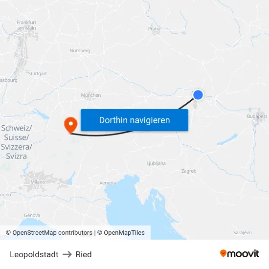 Leopoldstadt to Ried map