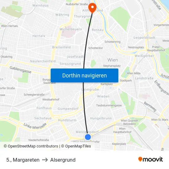 5., Margareten to Alsergrund map