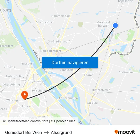 Gerasdorf Bei Wien to Alsergrund map