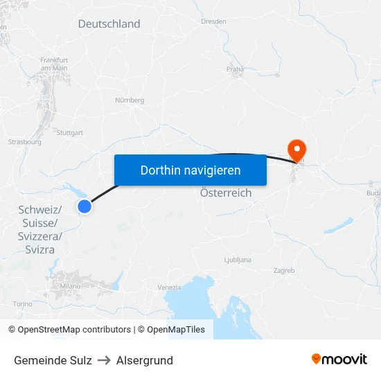 Gemeinde Sulz to Alsergrund map