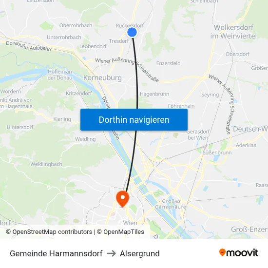 Gemeinde Harmannsdorf to Alsergrund map