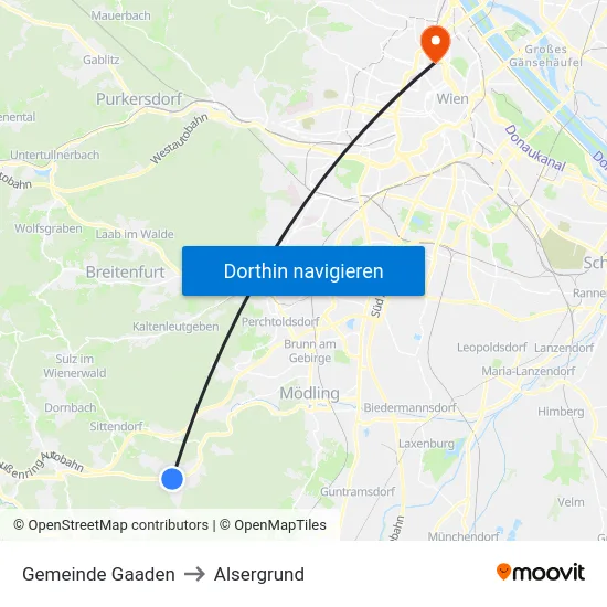 Gemeinde Gaaden to Alsergrund map