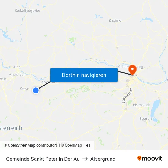 Gemeinde Sankt Peter In Der Au to Alsergrund map
