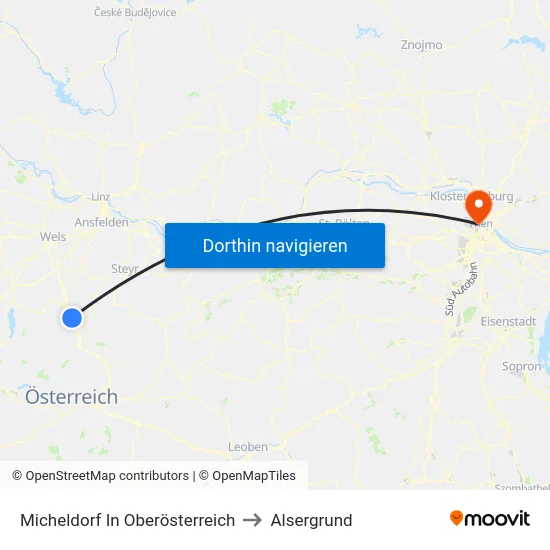 Micheldorf In Oberösterreich to Alsergrund map
