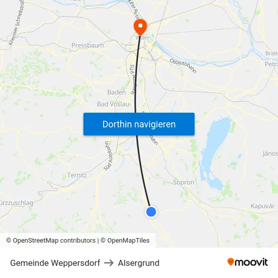 Gemeinde Weppersdorf to Alsergrund map