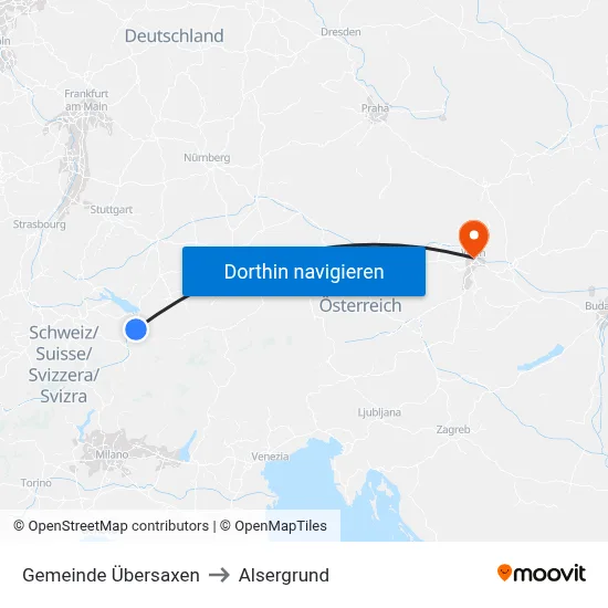 Gemeinde Übersaxen to Alsergrund map