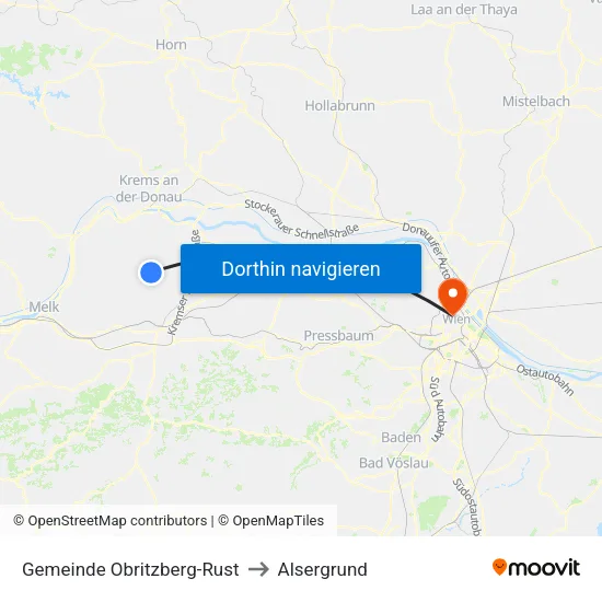 Gemeinde Obritzberg-Rust to Alsergrund map