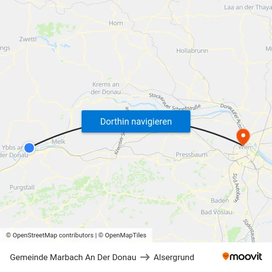 Gemeinde Marbach An Der Donau to Alsergrund map