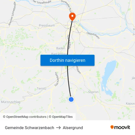 Gemeinde Schwarzenbach to Alsergrund map