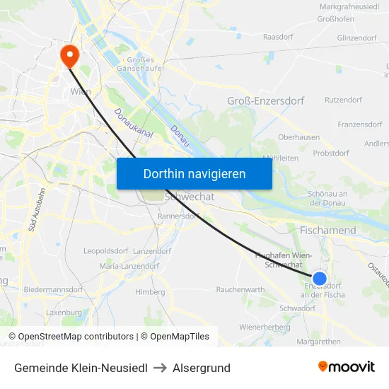 Gemeinde Klein-Neusiedl to Alsergrund map