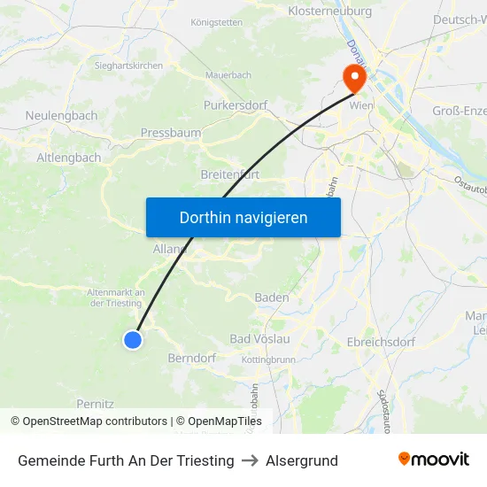 Gemeinde Furth An Der Triesting to Alsergrund map