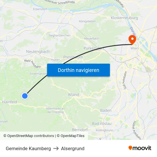 Gemeinde Kaumberg to Alsergrund map