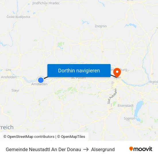 Gemeinde Neustadtl An Der Donau to Alsergrund map