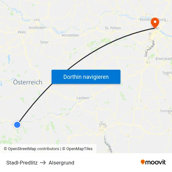 Stadl-Predlitz to Alsergrund map