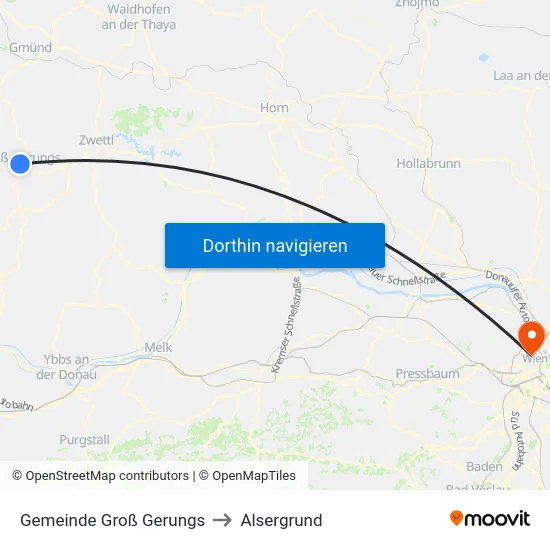 Gemeinde Groß Gerungs to Alsergrund map